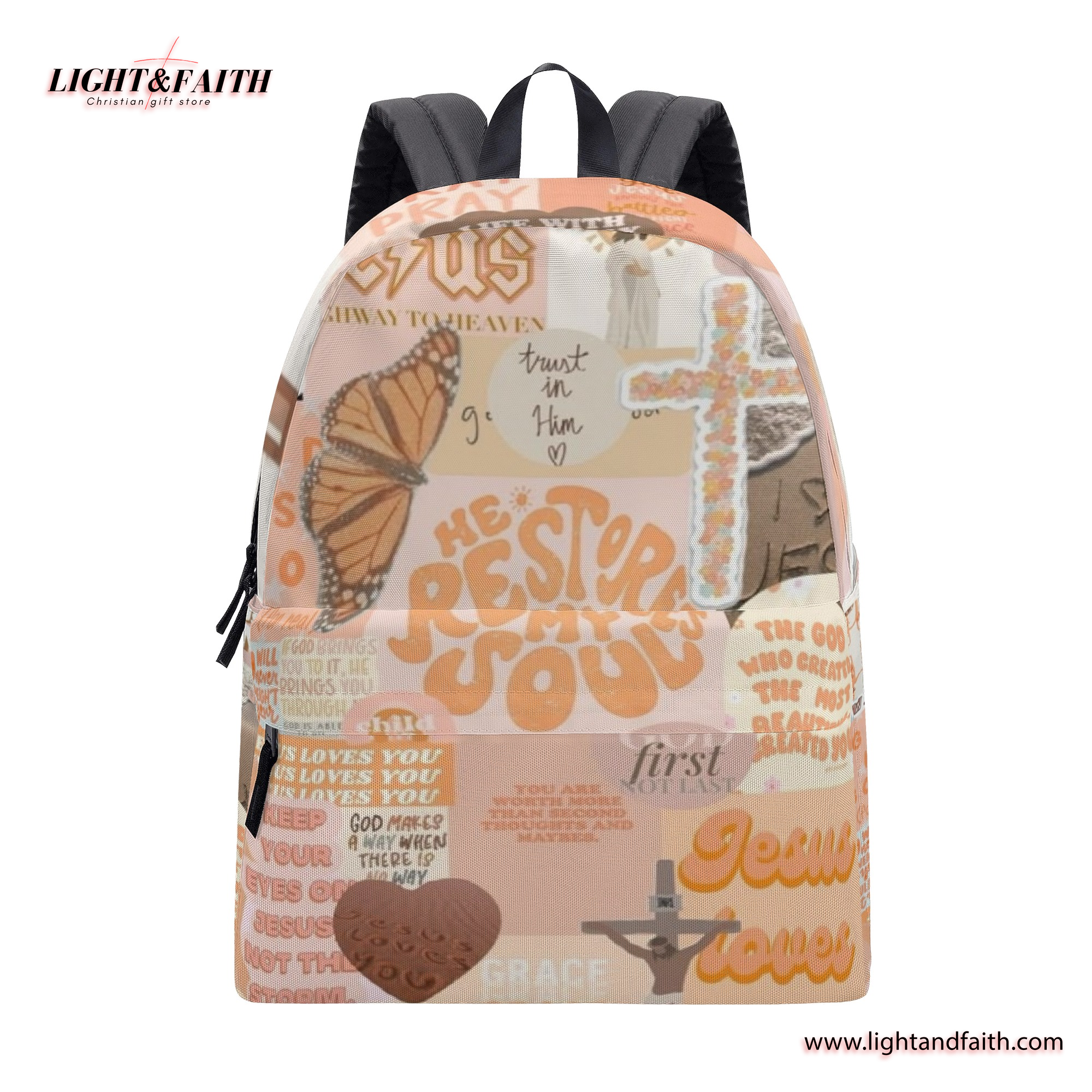 Inspirational Bible Verse Backpack – Trust in Him, Jesus Loves You, Christian Faith Book Bag.PLAF32